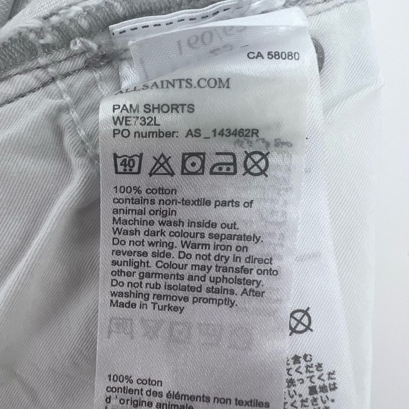 AllSaints Pam Distressed Jean Shorts Womens 25 Light Gray Denim Cuffed - Picture 8 of 8